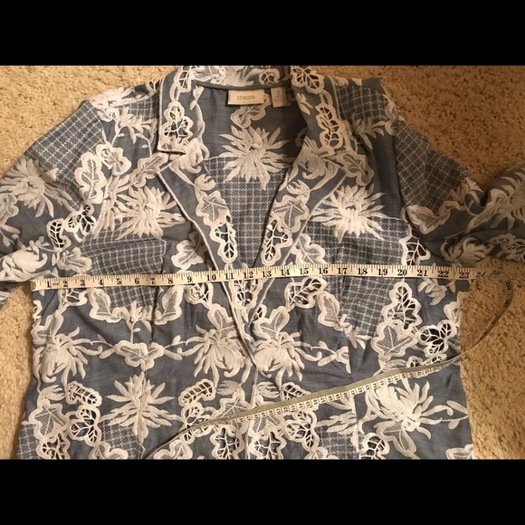 Chico’s blue lace jacket/button down - Picture 3 of 9